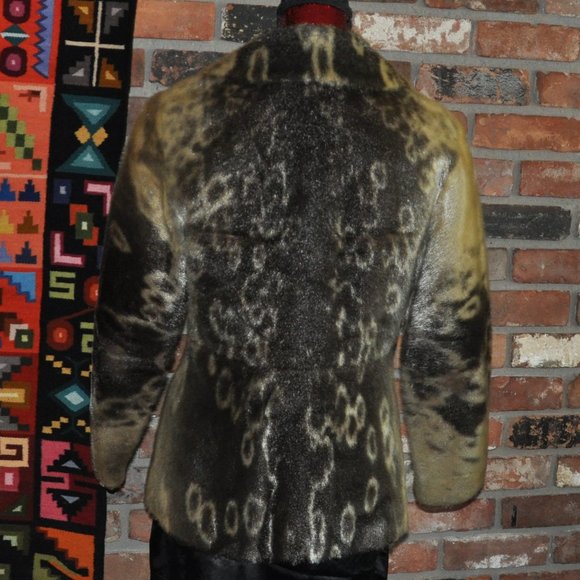 Tailored Golden Ivory Spotted Brown Car Coat Winter Jacket. Seal Skin - Picture 4 of 11
